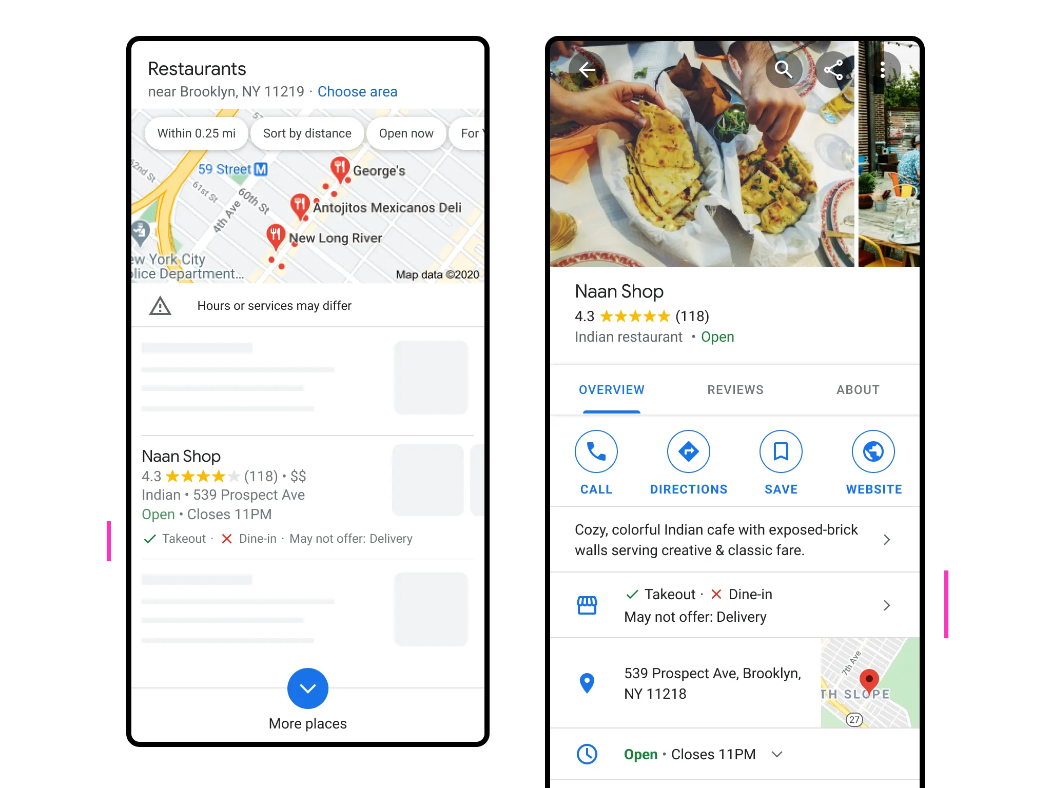 A grid of design explorations for restaurant attribute chips, varying icon styles, separators, and color treatments.